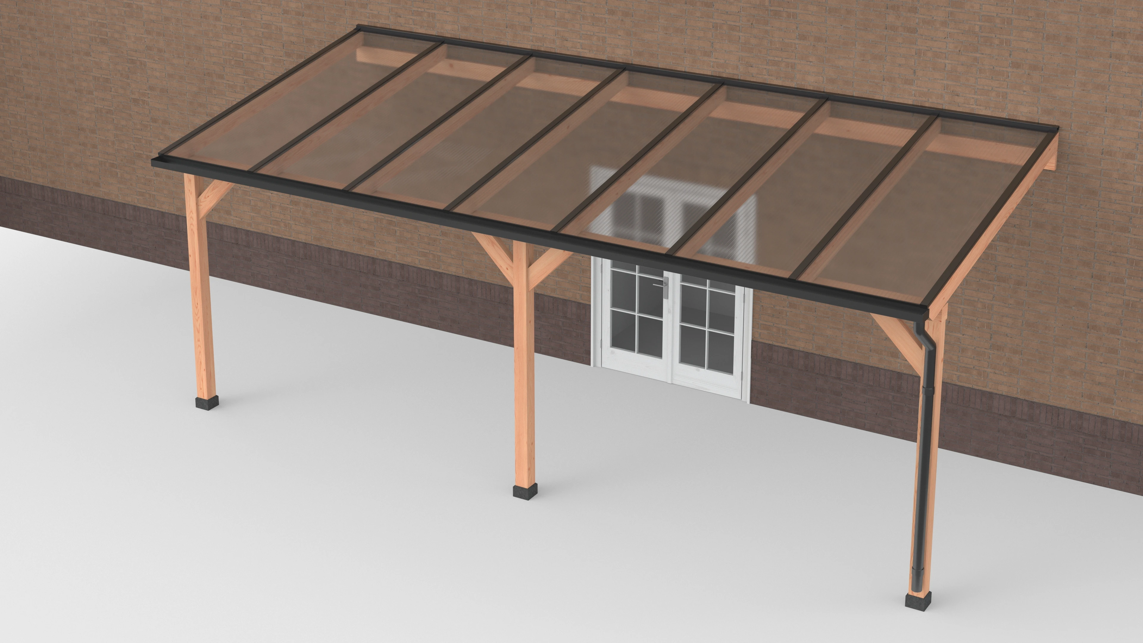 Douglas Terrasoverkapping Zwart Polycarbonaat Helder Geschaafd 700 x 300 cm - Afbeelding 1